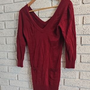 Forever 21 Deep Red Long Sleeve Dress